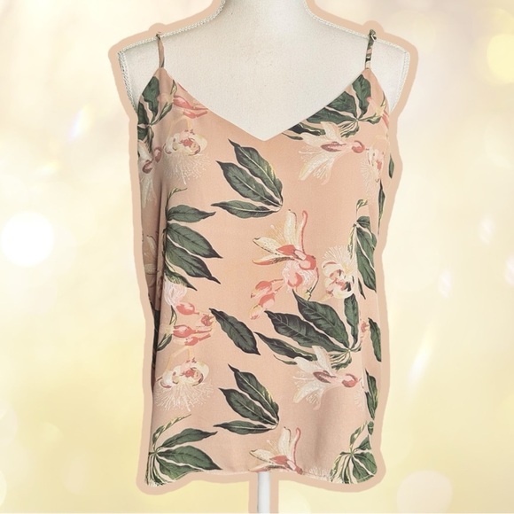 Catherine Malandrino Blush Pink Tropical Floral Print V-Neck Camisole Size M - Picture 1 of 11